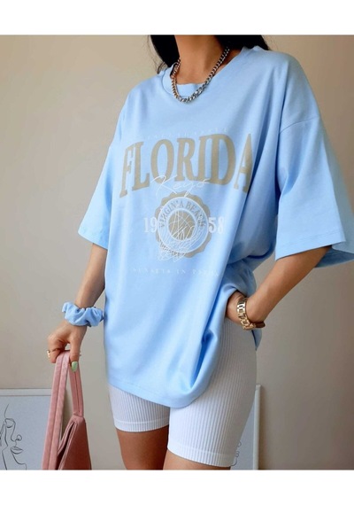 Flood Of Style Florida Kadın Açık Mavi Oversize Lacivert