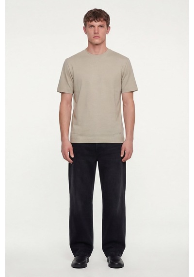 Sabri Özel Erkek Krem Normal Kesim Regular FitPamuk Dokuma Bisiklet Yaka Basic T-shirt