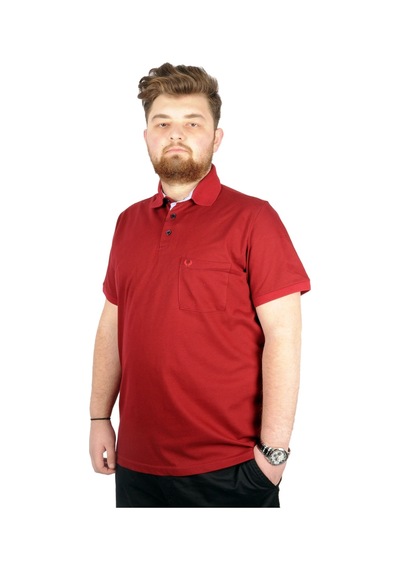 Mode Xl Battal Beden Erkek Tshirt Polo Yaka Cepli Klasik Pike 20552 Bordo 001