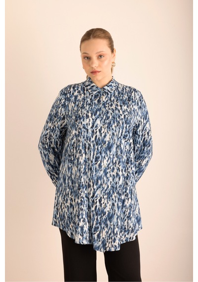 Aker Leopar Desenli Viscon Tunik Mavi Mavi