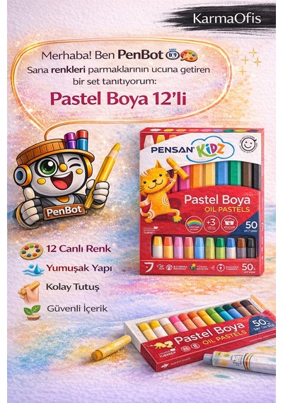 Pastel Boya 12 Li 12 Canlı Renk, Yumuşak Sürüm, Anaokulu Ve Ev İçin Güvenli Yağlı Pastel Boya Beyaz