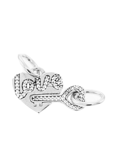 Ayrılabilir Kalp Love Yazılı Ve Anahtar Sallantılı Gümüş Charm