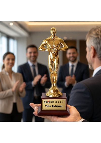 Logonuza Özel 10 Adet 18 Cm Mesajlı Ve İsim Baskılı Kurumsal Oscar Ödülü