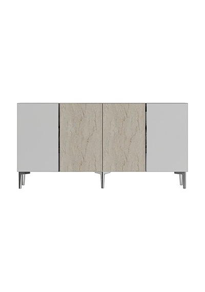 Ka1524bts Poli Konsol Ve Tv Sehpası Beyaz-traverten-silver 150cm