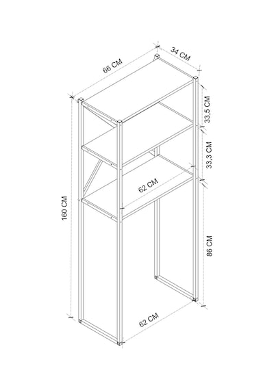 Bofigo 3 Raflı Metal Düzenleyici Banyo Rafı Çam