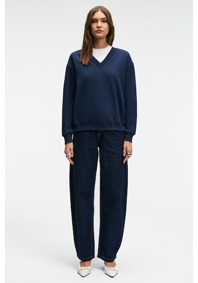 Grimelange ARINEL Kadın V Yaka Regular Fit Lacivert Sweatshirt