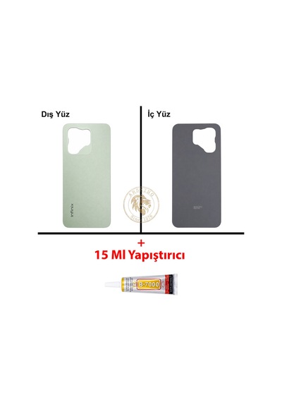 Infinix Hot 50i Yeşil Uyumlu Arka Kapak + B7000 Yapıştırıcı Arka Cam Batarya Pil Kapağı Lazer Kesim Diğer