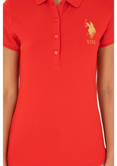 U.S. Polo Assn. Kadın Kırmızı Basic Polo Yaka Tişört 50280071-VR030