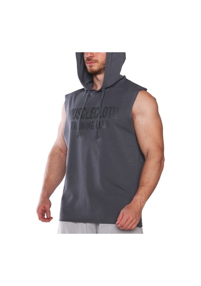 Musclecloth Training Club Kapüşonlu Kolsuz Sweatshirt Füme Gri