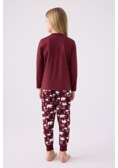Arnetta Kız Çocuk Bordo Pijama Takımı Bordo