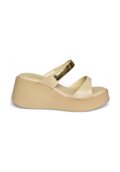Fox Shoes Y973518609 Bej Kalın Tabanlı Kadın Terlik