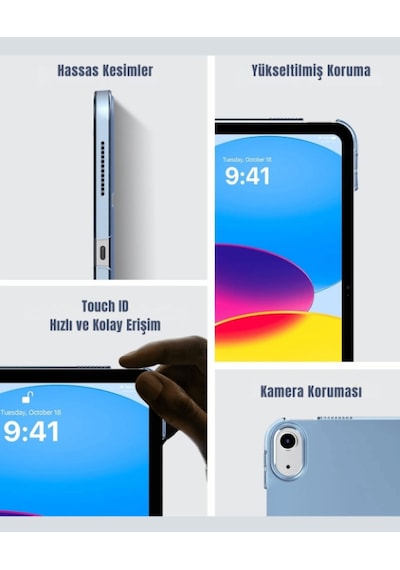 Apple Uyumlu iPad A16 11. Nesil A16 2025 Tri Folding Tablet Kılıfı + Avuç İçi Algılamayan Tablet Kalemi Tablet Kılıfı