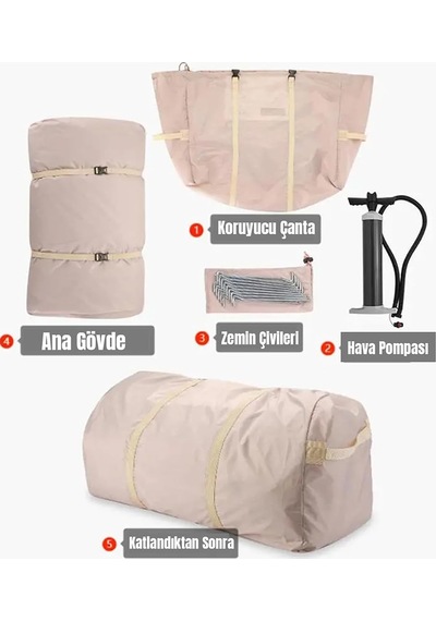 6 Kişilik 4 Mevsim Şişme Kamp Çadırı Oxford 210t Upf 40 Kumaş, -40 C'ye Kadar Kullanım Genel