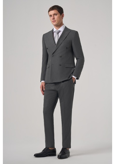Morven Erkek Füme Poliviskon Trend Çizgili Slim Fit Kruvaze Takım Elbise 26mc001040050 Füme Morven Erkek Füme Poliviskon Trend Çizgili Slim Fit Kruvaze Takım Elbise 26mc001040050 Füme