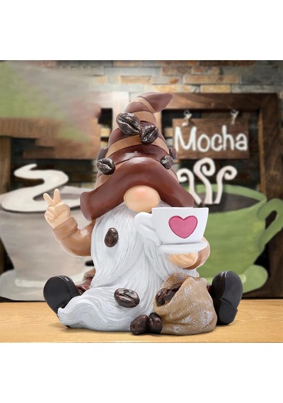 "kahve Kupa Gnome Heykelcik - Ev Veya Ofiste Kahve Severler İçin Büyüleyici Masa Üstü Dekor"