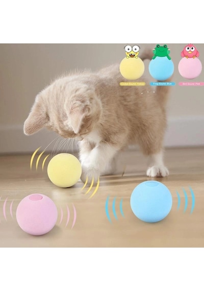 Kargo Sesli Ve Akıllı Kedi Oyuncak Topu - 50 Mm, Hayvan Sesli, Eğlenceli Kedi Oyuncağı Najmaddin