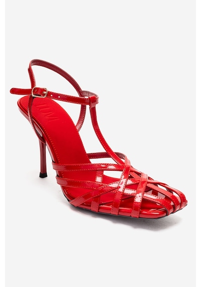Luvishoes Allos Kırmızı Rugan Kadın Topuklu Ayakkabı Kırmızı