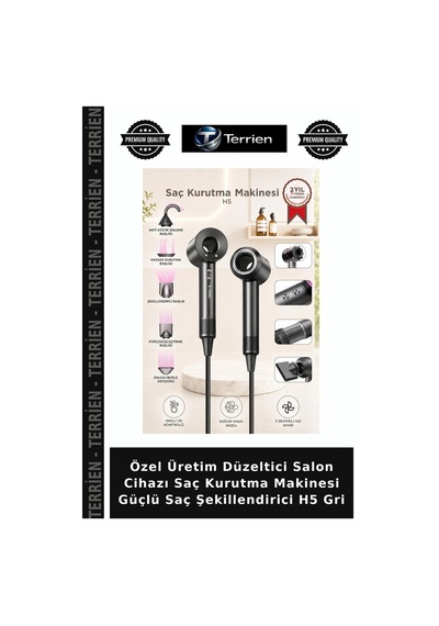 Özel Üretim Düzeltici Salon Cihazı Saç Kurutma Makinesi Güçlü Saç Şekillendirici H5 Gri
