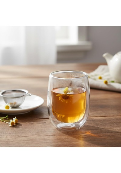 Çift Cidarlı Double Wall Cam Bardak - 350 Ml Isıya Dayanıklı Latte, Filtre Kahve Ve Meşrubat Bardağı - El Yakmayan Terlemeyen Modern Tasarım çok renkli