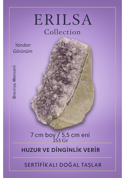 Sertifikalı Ametist Taşı Kütlesi 253 Gr Ham Doğal Kristal Dekoratif Taş Parçası