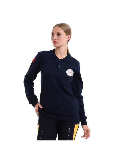 112 Yakalı Tshirt Uzun Kol - Lacivert-6548