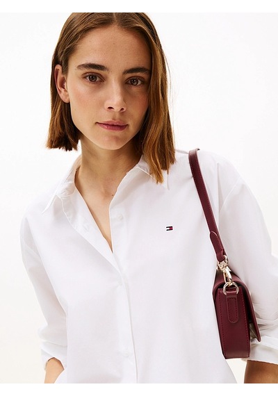 Tommy Hilfiger Ess Poplın Easy Fıt Shırt Kadın Beyaz Gömlek - Ww0ww45612