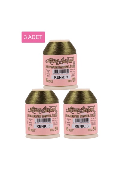 3 Adet Altınbaşak Oya Ve Dantel İpi 20 Gr - Royaleks - No: 003