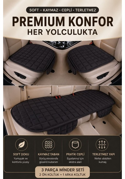 Araç İçi Soft-kaymaz Taban Cepli Terletmez Araç Oto Minder Seti 99301424