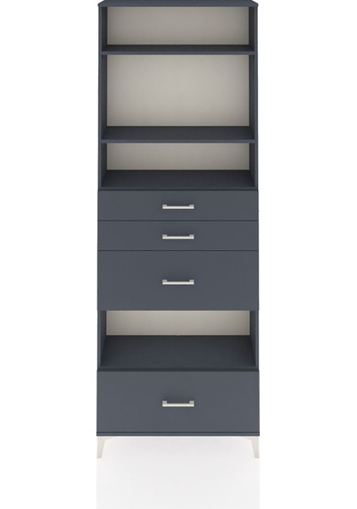 Arges Dolap 4 Raflı 4 Çekmeceli 88x30x243 Antrasit-antrasit Antrasit