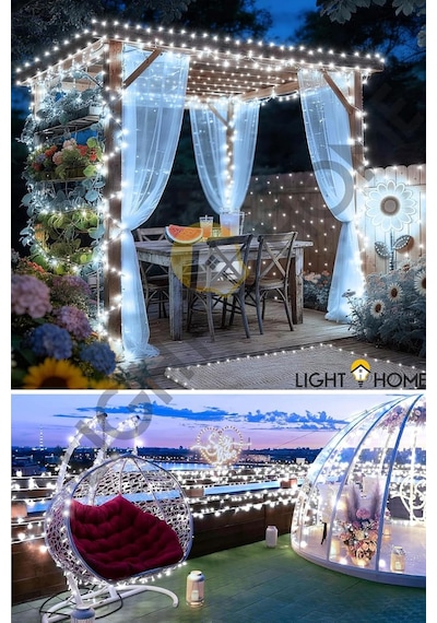 80 Led 10 Metre Pilli Beyaz Işık Zinciri Bahçe Balkon Teras Süs Aydınlatma, Dekoratif Peri Led, Standart