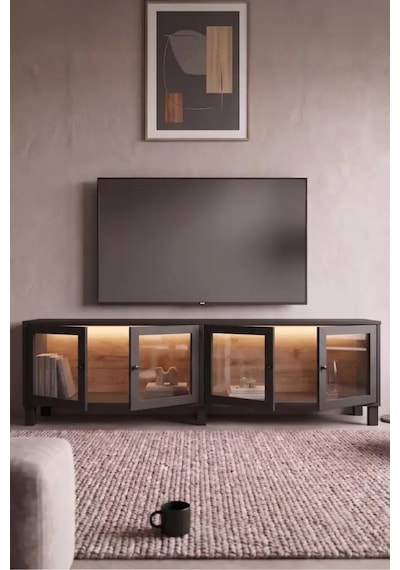 Prime Temperli Cam Kapaklı Neon Led Işıklı Tv Ünitesi Tv Sehpası & Led Işıklı Vitrin Büfe Kitaplık Takımı Sepet-siyah Prime Temperli Cam Kapaklı Neon Led Işıklı Tv Ünitesi Tv Sehpası & Led Işıklı Vitrin Büfe Kitaplık Takımı Sepet-siyah