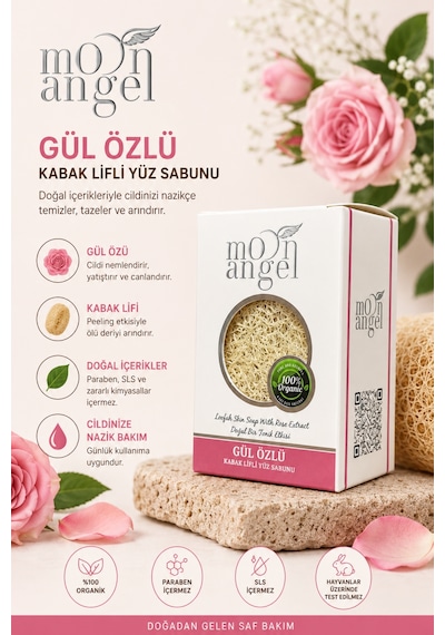 Kabak Lifli Sabun Gül Özlü Nemlendirici Ve Yatıştırıcı Cilt Bakım Sabunu