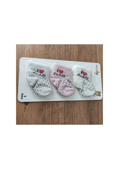 Bambık Yetiş Pamuklu 3'lü Kız Bebek Çorap Seti - I Love Daddy Puantiyeli Yumuşak Bebek Çorabı Çok Renkli Çok Renkli Bambık Yetiş Pamuklu 3'lü Kız Bebek Çorap Seti - I Love Daddy Puantiyeli Yumuşak Bebek Çorabı Çok Renkli Çok Renkli