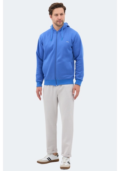 Slazenger Majestıc I Erkek Fermuarlı Kapüşonlu Cepli Indigo Sweatshırt Indigo