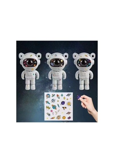 Astronaut Speaker Projector Lamp Bluetooth Speaker Stickerlı Kumandalı Astronot Model Gece Lambası Beyaz