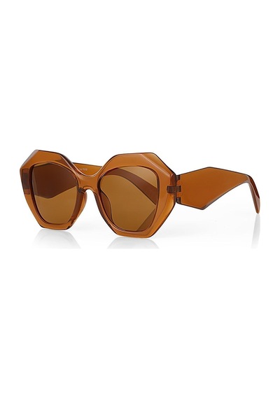 Nairobi Brown Geometrik Oversize Kadın Güneş Gözlüğü