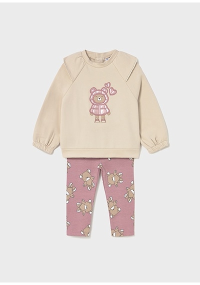 Mayoral Pembe Kız Bebek Sweatshirt Ve Desenli Tayt Takım 2741 Pembe