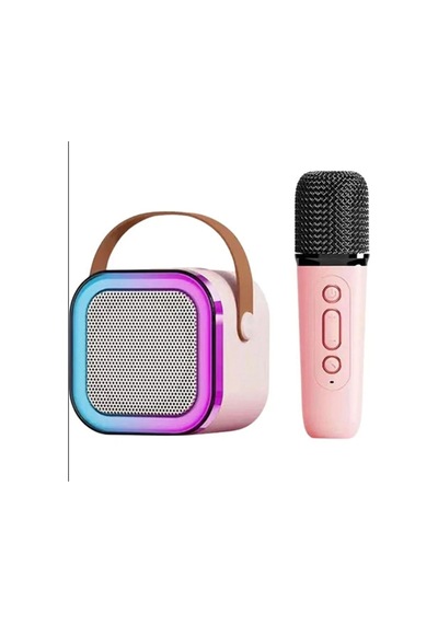 Mepa Karaoke Kablosuz Hoparlör Mikrofonlu Rgb Işıklı Bluetooth Speaker Tf Kart/usb Pembe Najmaddin