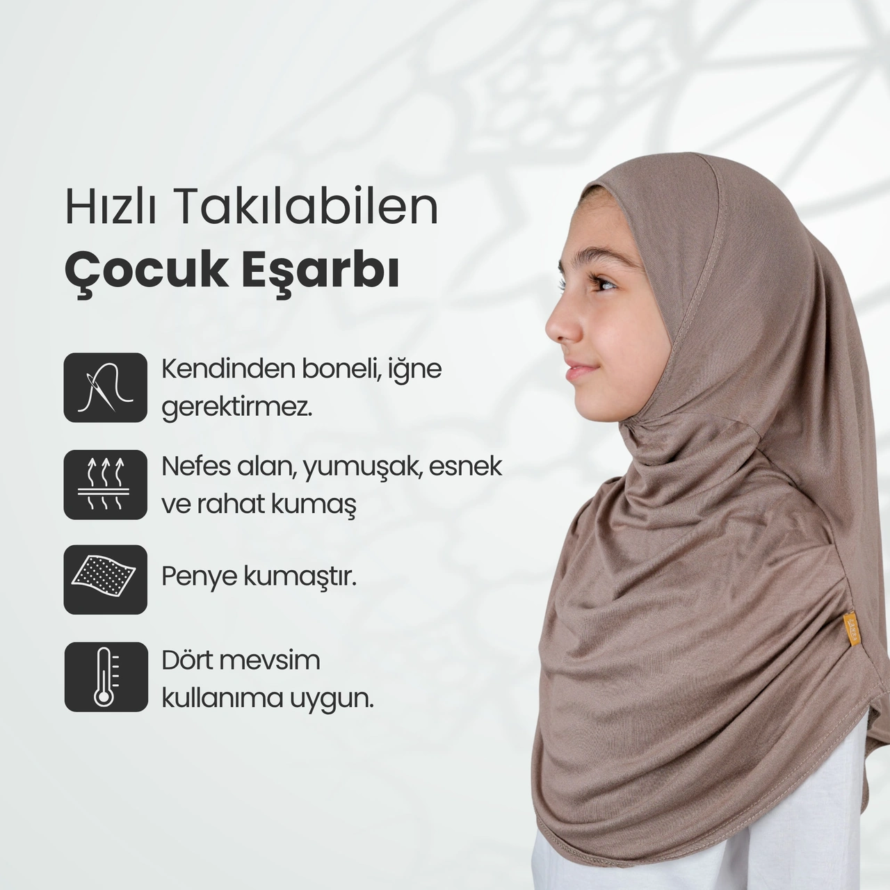 Pratik Hazır Geçmeli Çocuk Şal Kahve Kahve