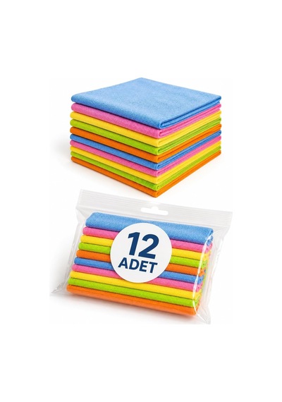 Tr 12 Adet Mikrofiber Bez Genel Temizlik Bezi Çok Amaçlı Toz Bezi