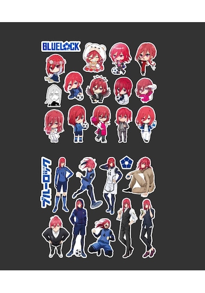 Parlak Kağıt -2li Hyoma Chigiri-bluelock-parlak Kağıt -2li Sticker Set-telefon Süsleme Blue Lock Kırmızı