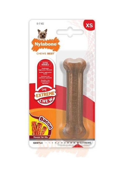 Nylabone Ec Domuz Pastırması Aromalı Köpek Çiğneme Kemiği XS