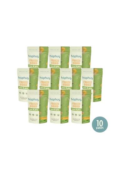 10'lu Paket Freeze Dried Bezelye & Mısır - Dondurularak Kurutulmuş Bezelye & Mısır 30g X 10 1 Adet