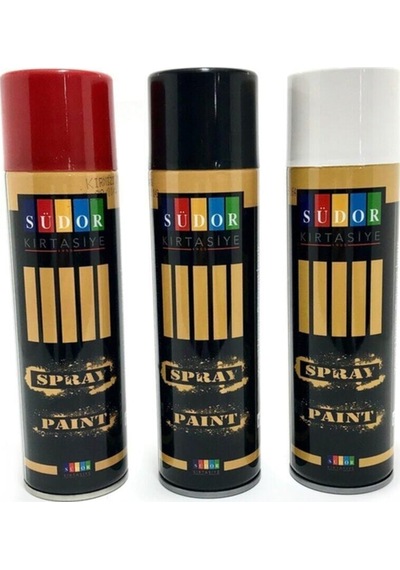 Spr100 Spray Boya 200ml 3 Renk 3'lü Siyah-kırmızı-beyaz Karışık Renk