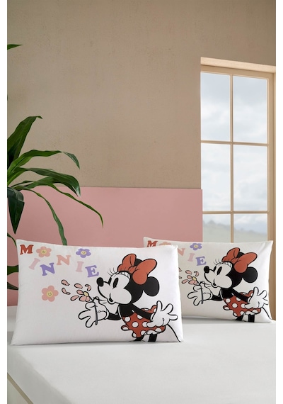 Özdilek Minnie Flowers Disney Lisanslı 2'li Yastık Kılıfı Beyaz