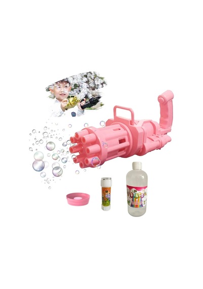 Çoklu Baloncuk Üreten Köpük Makinası + 50 Ml Ve 500 Ml Köpük Solüsyonu - Bubble Machine - Pembe