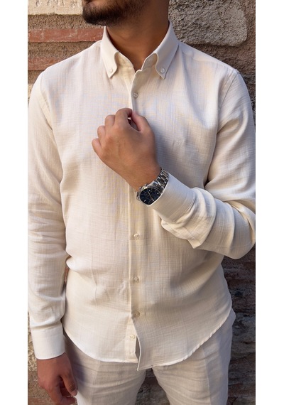 Slim Fit Uzun Kol Müslin Pamuk Rahat Nefes Alabilen Kumaştan Yaka Düğmeli Hediye Kutulu Erkek Gömlek Fs-004202 - Krem-2865 Slim Fit Uzun Kol Müslin Pamuk Rahat Nefes Alabilen Kumaştan Yaka Düğmeli Hediye Kutulu Erkek Gömlek Fs-004202 - Krem-2865