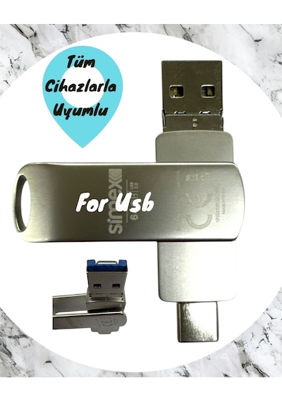Type C Flash Bellek Xiaomi Redmi Oppo Vivo Samsung Uyumlu 128 Gb Otg Usb Typec Flash Bellek Disk