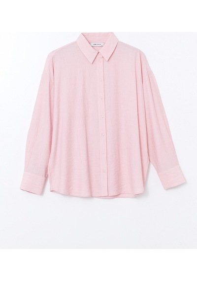 Lcw Vision Pembe Dokulu Oversize Kadın Gömlek