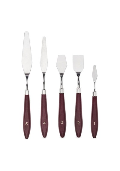 Artlantis Çelik Spatül 5 Li Set Resim Ve Heykel Çelik Spatula Esnek Palet Bıçağı Pasta Spatulası 1 Paket